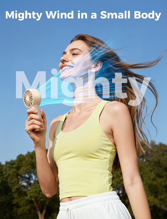 Aecooly Mighty Portable Handheld Fan with USB Rechargeable Battery - Beige