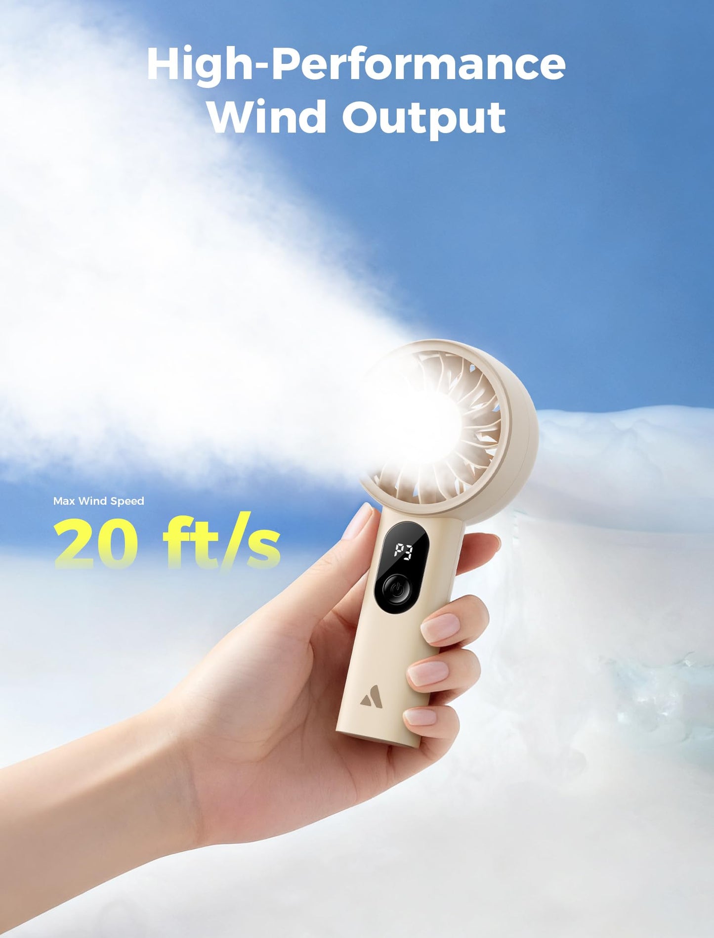 Aecooly Mighty Portable Handheld Fan with USB Rechargeable Battery - Beige