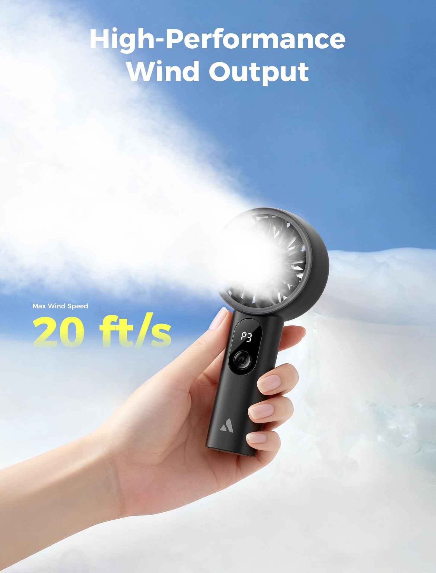 Aecooly Mighty Portable Handheld Fan with USB Rechargeable Battery - Black