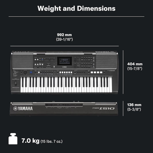 Yamaha PSR-I510 61-Key Portable Keyboard, Upgraded Version of PSR-I500, Indian & Western Tones, Enhanced Songs & Styles, Built-in Rhythms, Lesson Function, Power Adapter Included