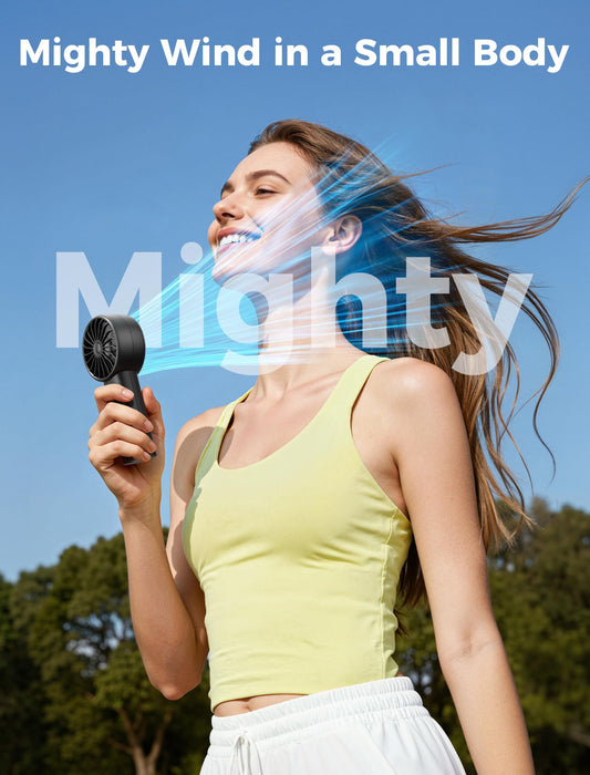 Aecooly Mighty Portable Handheld Fan with USB Rechargeable Battery - Black