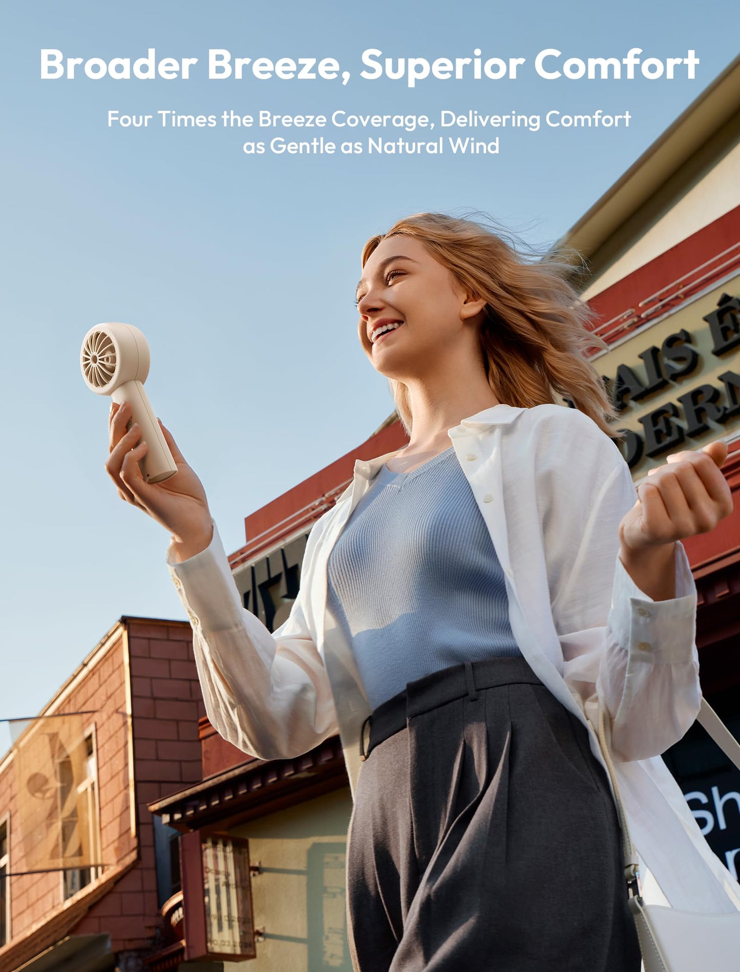 Aecooly CloudFlow Portable Handheld Fan with Dual Air Channels - Beige