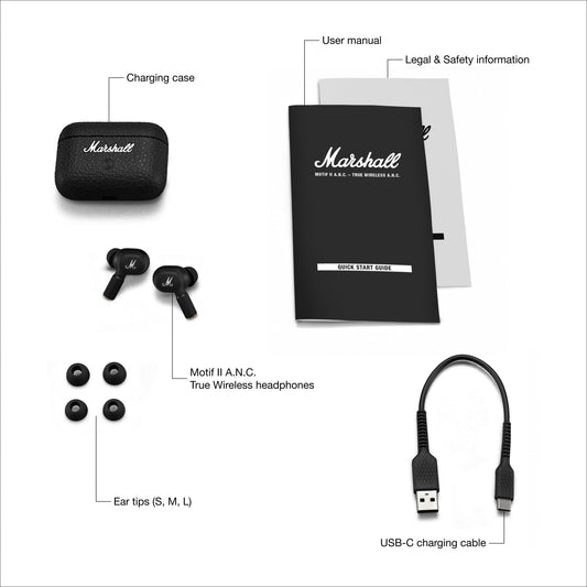 Marshall Motif II ANC True Wireless Earbuds – Black