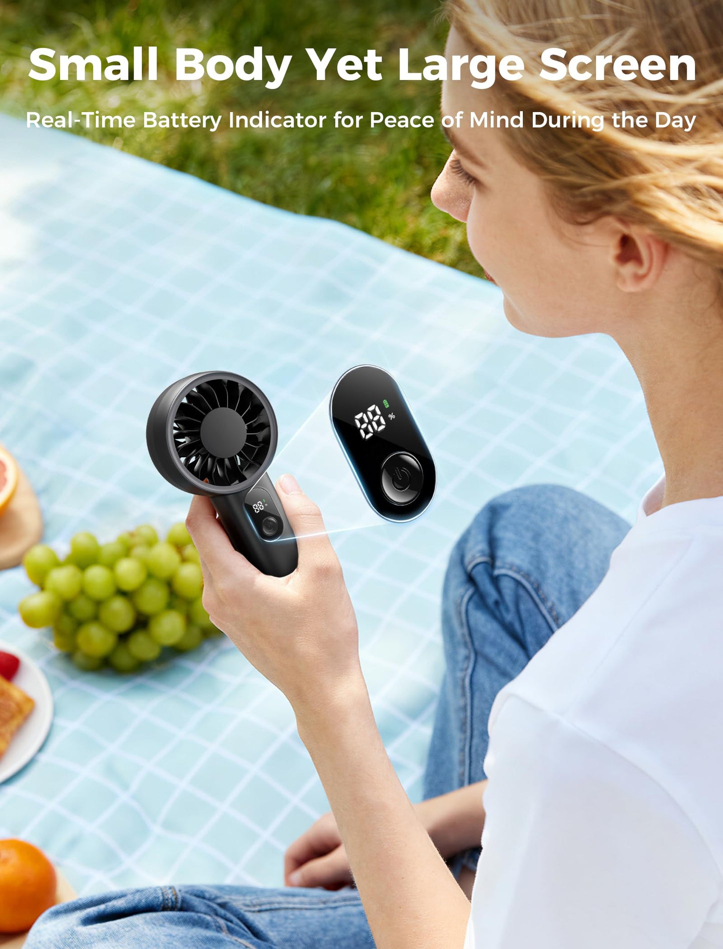 Aecooly Mighty Portable Handheld Fan with USB Rechargeable Battery - Black