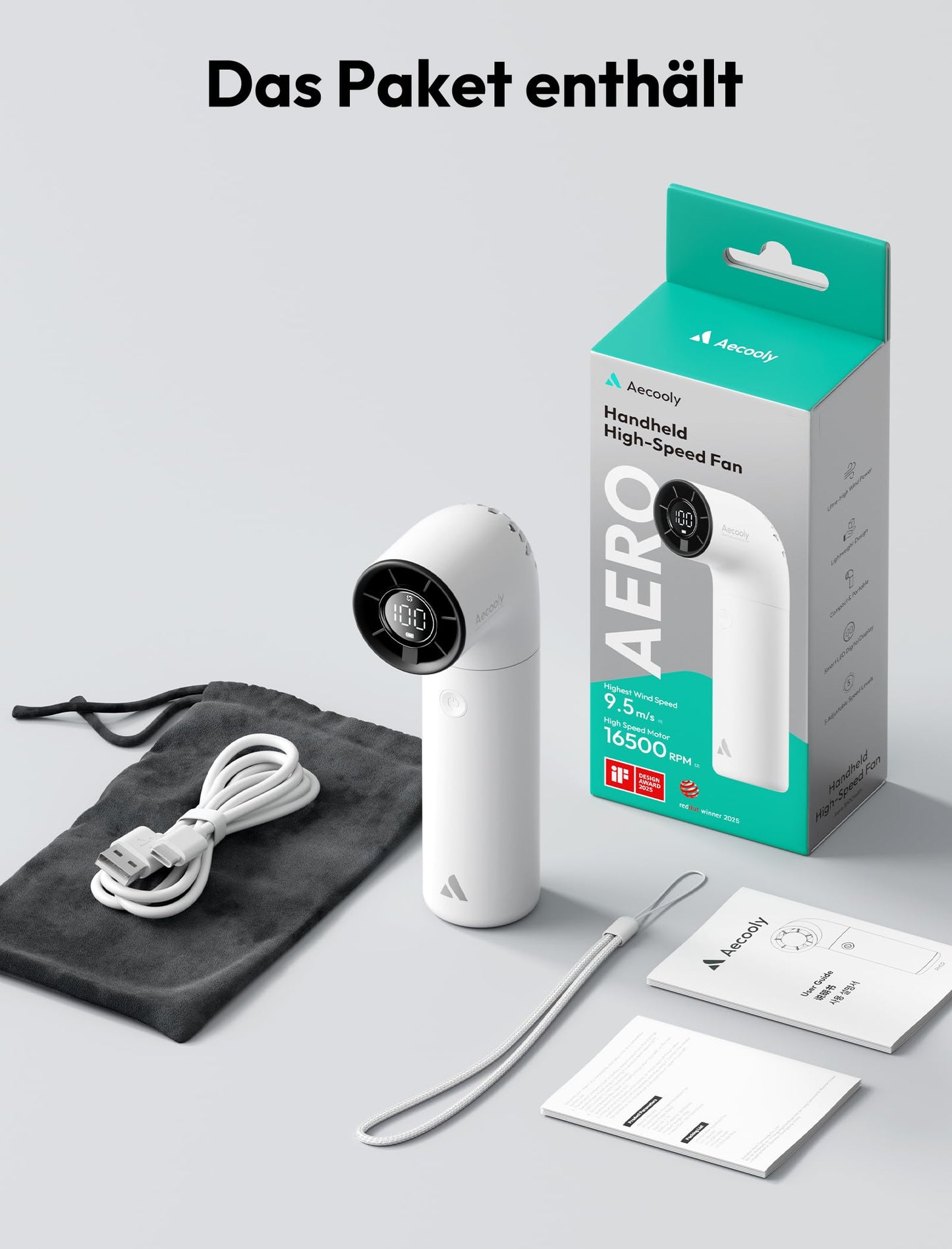 Aecooly Aero Portable Handheld Turbo Fan - White