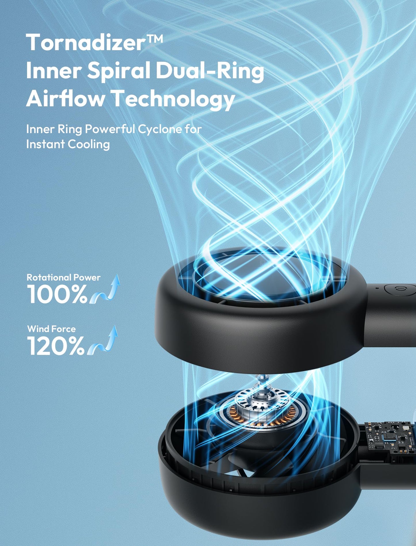 Aecooly CloudFlow Portable Handheld Fan with Dual Air Channels - Black
