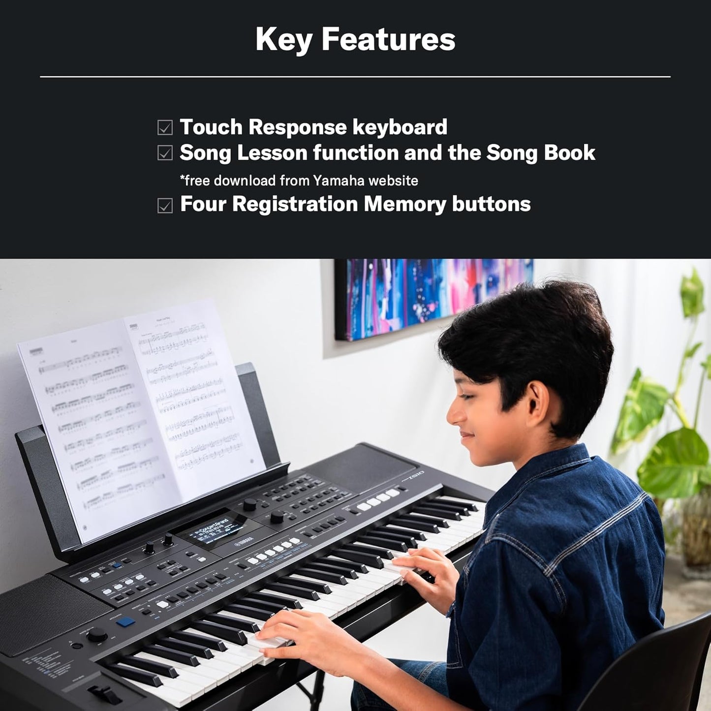 Yamaha PSR-I510 61-Key Portable Keyboard, Upgraded Version of PSR-I500, Indian & Western Tones, Enhanced Songs & Styles, Built-in Rhythms, Lesson Function, Power Adapter Included
