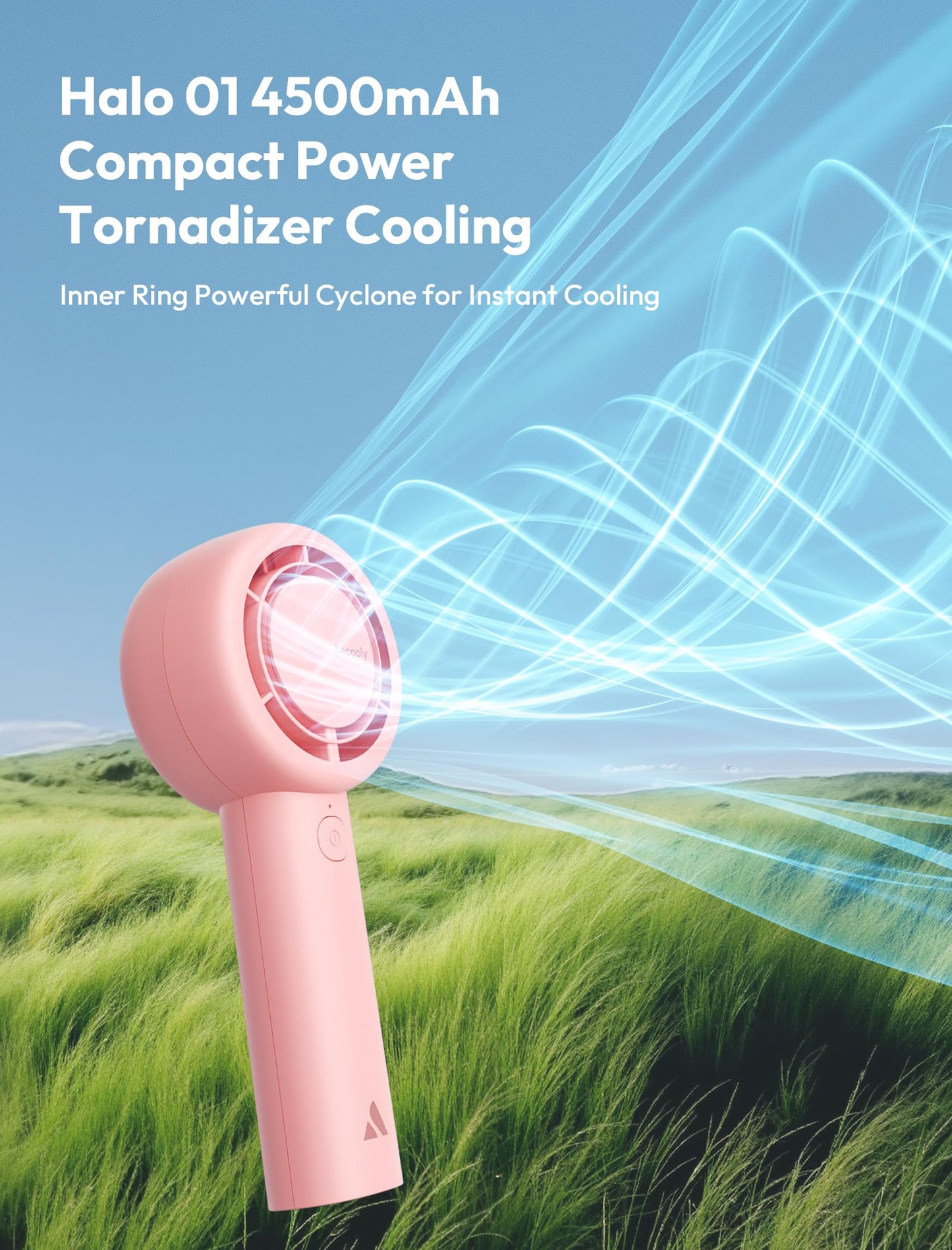Aecooly CloudFlow Portable Handheld Fan with Dual Air Channels - Pink