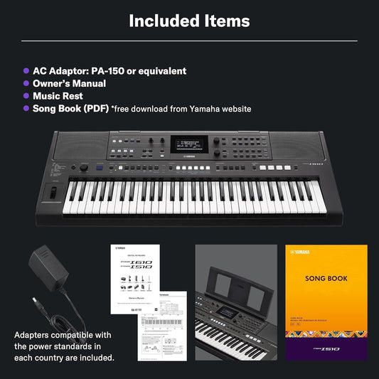 Yamaha PSR-I510 61-Key Portable Keyboard, Upgraded Version of PSR-I500, Indian & Western Tones, Enhanced Songs & Styles, Built-in Rhythms, Lesson Function, Power Adapter Included